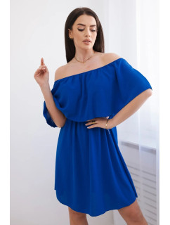 Španělské šaty s pasem chrpově modrá