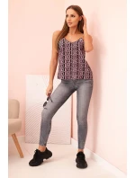 Dámská tílko s řetízkem a geometrickým vzorem tmavě růžová