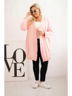 Dámská mikina Plus Size bavlněná s kapucí a zipem pudrově růžová Dámská mikina Plus Size bavlněná s kapucí a zipem pudrově růžová
