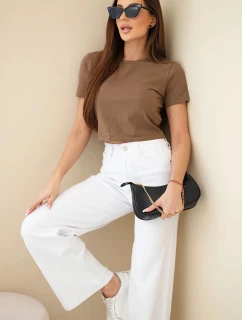 Dámské džíny s širokými nohavicemi a vysokým pasem bílé