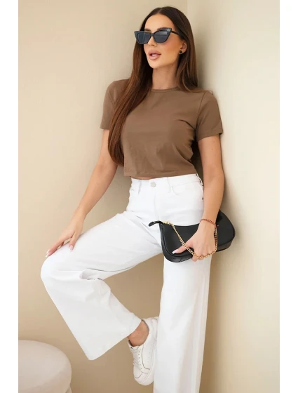 Dámské džíny s širokými nohavicemi a vysokým pasem bílé Dámské džíny s širokými nohavicemi a vysokým pasem bílé