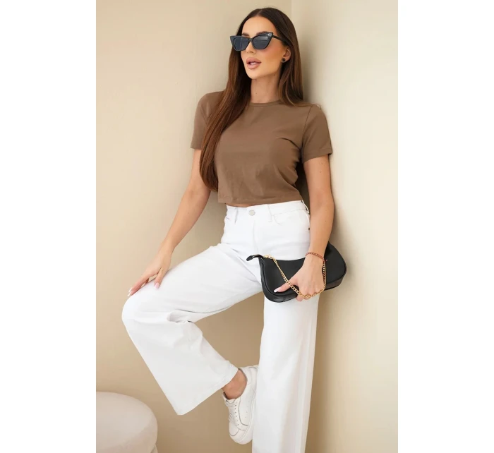 Dámské džíny s širokými nohavicemi a vysokým pasem bílé Dámské džíny s širokými nohavicemi a vysokým pasem bílé