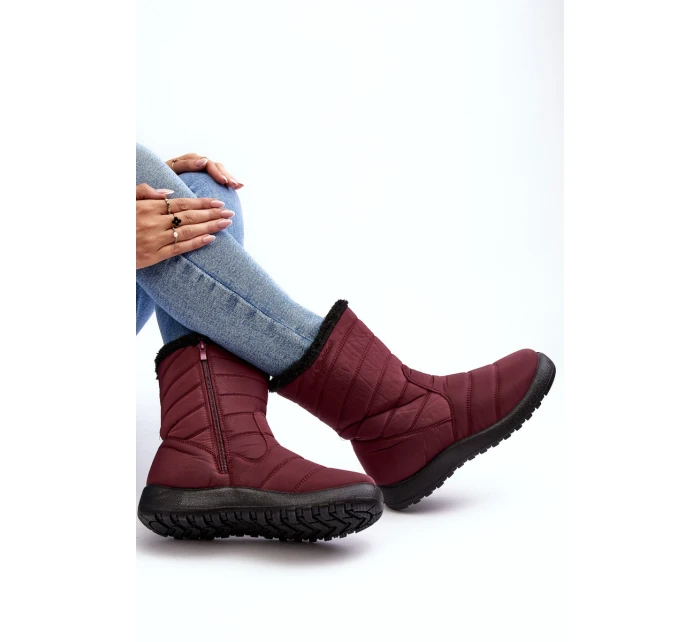 Vysoké Dámské Ocákané Sněžáky Bordové Luxina Vysoké Dámské Ocákané Sněžáky Bordové Luxina