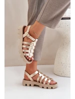 Kožené dámské sandály Zazoo model 21682184 zlaté - Boto Kožené dámské sandály Zazoo model 21682184 zlaté - Boto