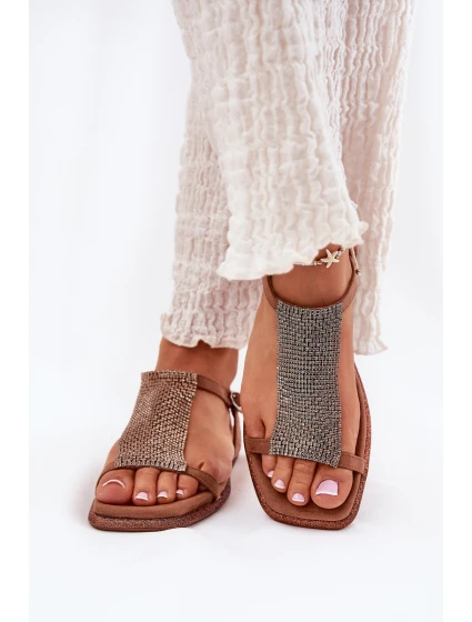 Plné Elegantní Dámské Sandály S  Hnědé model 21693526 - Artiker