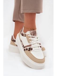 Dámské Tenisky Na Platformě Big Star SS274357 Leopardí Bílá-Bežová