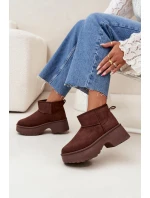 Dámské Nízké Sněhule Na Klínku S Kožíškem Hnědé model 21706747 - Boto Dámské Nízké Sněhule Na Klínku S Kožíškem Hnědé model 21706747 - Boto