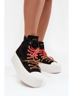 Semišové zateplené dámské tenisky na robustní platformě GOE SS2N4046 Černé Semišové zateplené dámské tenisky na robustní platformě GOE SS2N4046 Černé