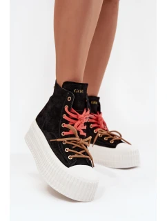 Semišové zateplené dámské tenisky na robustní platformě GOE SS2N4046 Černé