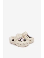 Pěnové dětské pantofle s vyhřívaným kožíškem s přezkami Krémové Cerelle