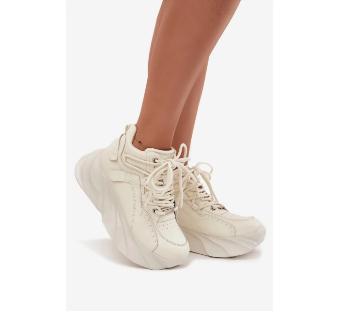 Dámské tenisky z přírodní kůže GOE – ztlumená bílá Dámské tenisky z přírodní kůže GOE – ztlumená bílá