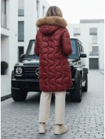 Dámská zimní bunda VIRELIA prošívaná bunda s kapucí bordó FashionStreet TY4935 Dámská zimní bunda VIRELIA prošívaná bunda s kapucí bordó FashionStreet TY4935