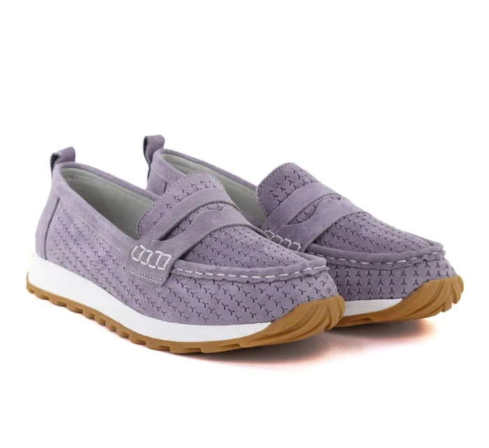 Fialové semišové kožené mokasíny Sergio model 22021867 - LEONE