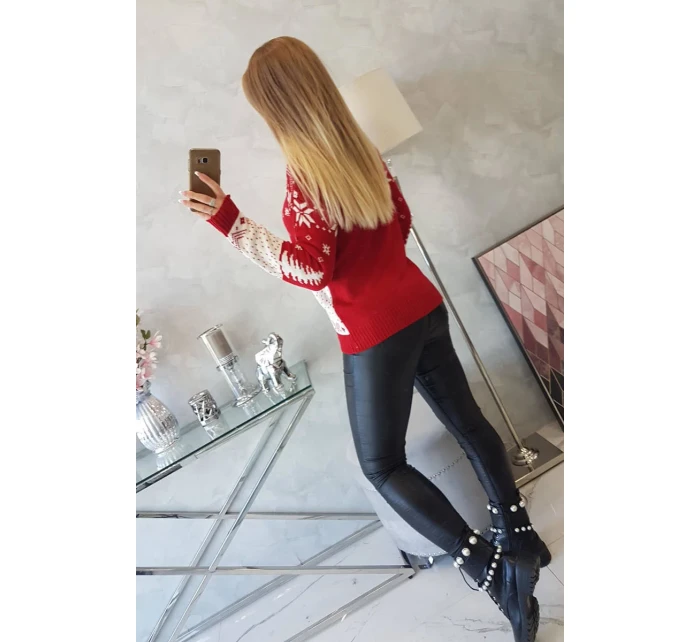 Vánoční svetr se Santa model 18748061 červený - K-Fashion Vánoční svetr se Santa model 18748061 červený - K-Fashion