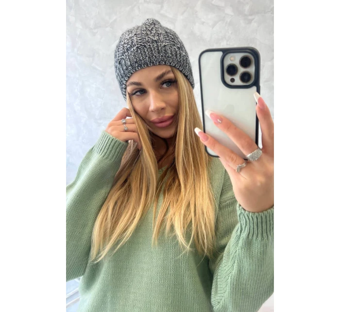 Fleecová čepice Melisa K241 šedá+černá