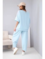 Dámský máslový komplet z model 22015426 mikina a kalhoty s lampasy modrý - K-Fashion Dámský máslový komplet z model 22015426 mikina a kalhoty s lampasy modrý - K-Fashion