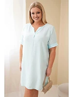 Dámské viskózové šaty Plus Size s krátkým rukávem a výstřihem do V mentolová