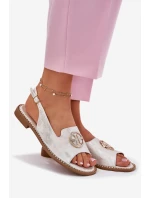 Dámské Sandály Na Plochém Podpatku S Ozdobou model 21698213 Stříbrné - S.Barski