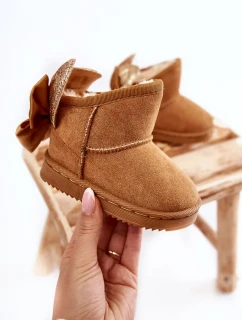 Dívčí teplé sněhule s mašlemi Velbloud Meriva