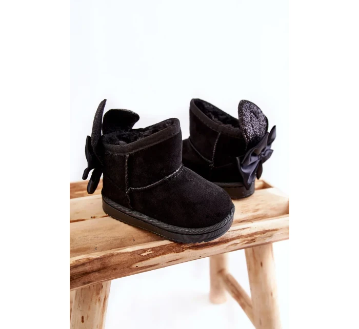 Dívčí teplé sněhule s mašlemi Černe Meriva