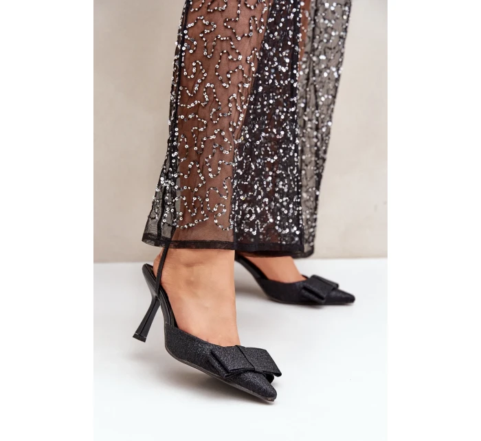 Lesklé lodičky s mašlí černé Gredan