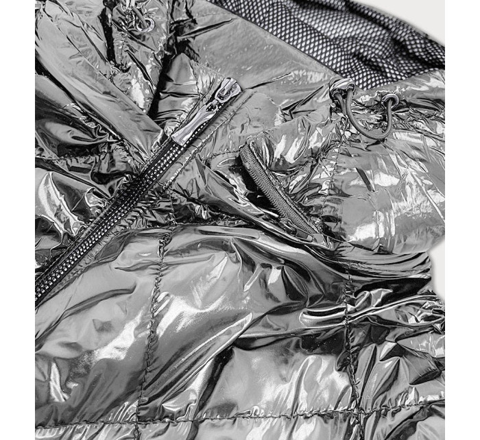 Stříbrná lesklá prošívaná dámská bunda (B9573)