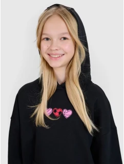 Dívčí nepruhovaná mikina s kapucí 4F 4FJRSS25TSWSF2235-20S