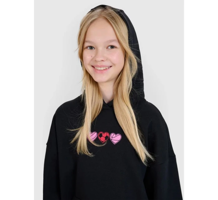 Dívčí nepruhovaná mikina s kapucí 4F 4FJRSS25TSWSF2235-20S