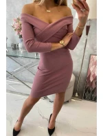 Přiléhavé šaty s výstřihem do V tmavě růžové Přiléhavé šaty s výstřihem do V tmavě růžové