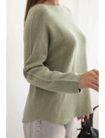 Svetr dámský z viskózy s dlouhým rukávem a kulatým výstřihem model 21270032 khaki - K-Fashion Svetr dámský z viskózy s dlouhým rukávem a kulatým výstřihem model 21270032 khaki - K-Fashion