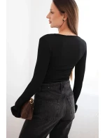 Hedvábná dámská blůza s nabíráním po straně černá