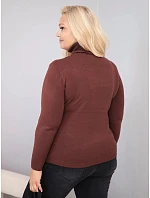 Dámský viskózový svetr Plus Size s rolákem v klasickém střihu tmavě hnědý Dámský viskózový svetr Plus Size s rolákem v klasickém střihu tmavě hnědý
