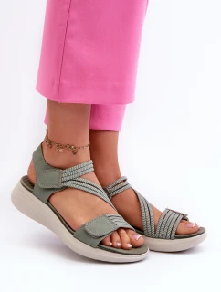 Dámské pohodlné sandály na suchý zip zelené Eladora