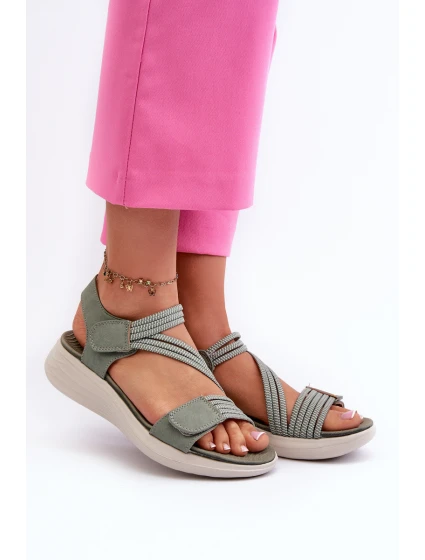 Dámské pohodlné sandály na suchý zip zelené Eladora Dámské pohodlné sandály na suchý zip zelené Eladora