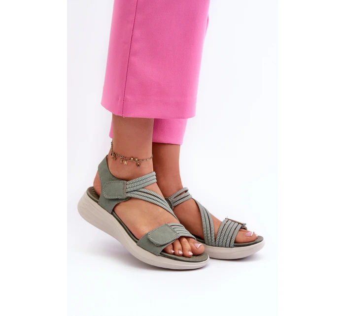 Dámské pohodlné sandály na suchý zip zelené Eladora Dámské pohodlné sandály na suchý zip zelené Eladora