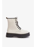 Zateplené Kotníkové Boty z Eko Kůže Na Zip Bílé Naleli Zateplené Kotníkové Boty z Eko Kůže Na Zip Bílé Naleli