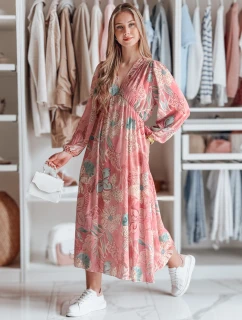 Jedna velikost maxi květinových šatů LILOVIE růžová FashionStreet EY2572