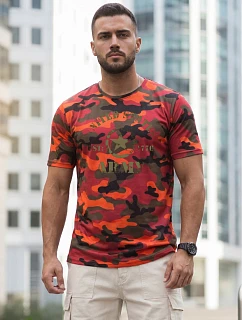 Tshirt męski z nadrukiem moro pomarańczowy model 22223079 - FashionStreet