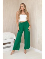 Kalhoty se širokými nohavicemi tmavě zelená Kalhoty se širokými nohavicemi tmavě zelená