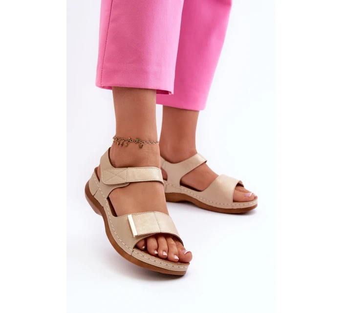 Pohodlné dámské sandály na suchý zip béžové Iphiope