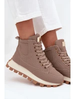 Zateplené dámské kozačky na platformě tmavě béžové Marivira
