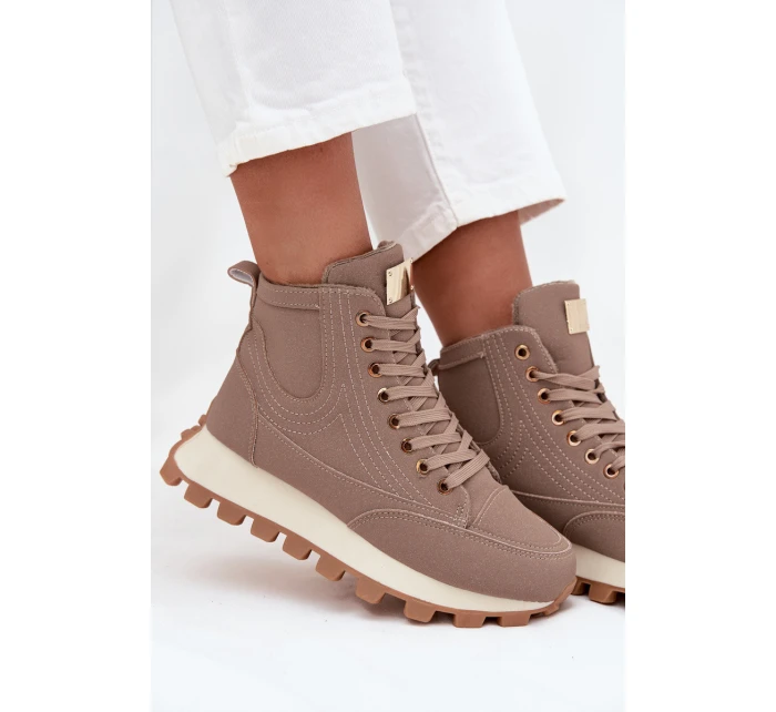 Zateplené dámské kozačky na platformě tmavě béžové Marivira