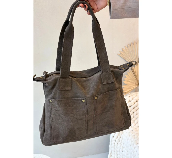 Kožená Semišová Kabelka S Hnědá model 21728411 - Boto