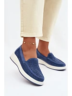 Dámské perforované mokasiny model 22069480 modré - SERGIO LEONE