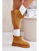 Nízké dámské sněhule na platformě zateplené kožíškem Camel Saldren Nízké dámské sněhule na platformě zateplené kožíškem Camel Saldren