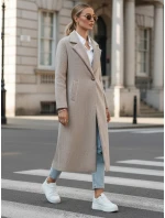 Dámský oversize kabát dlouhý světle hnědý model 21982234 - Dstreet