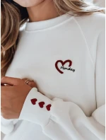 Dámská oversize mikina s vyšívanými srdíčky MONLOVE bílá FashionStreet BY1507