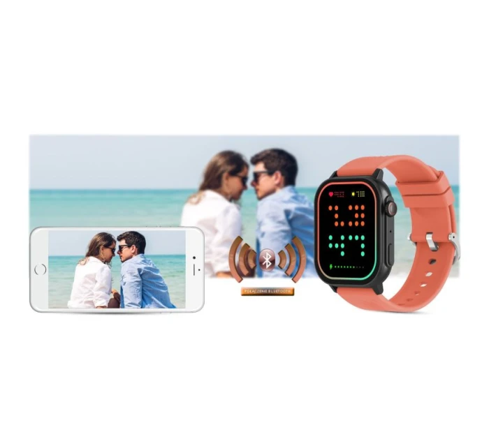 Chytré hodinky Gravity GT15-3 Červený silikonový řemínek + černý náramek