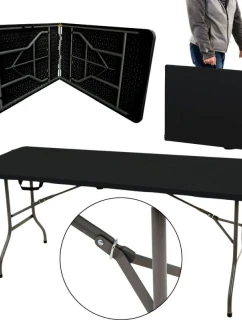 SKLÁDACÍ STŮL V Kufru 180x70x74CM MAX.100KG ČERNÝ