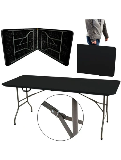 SKLÁDACÍ STŮL V Kufru 180x70x74CM MAX.100KG ČERNÝ